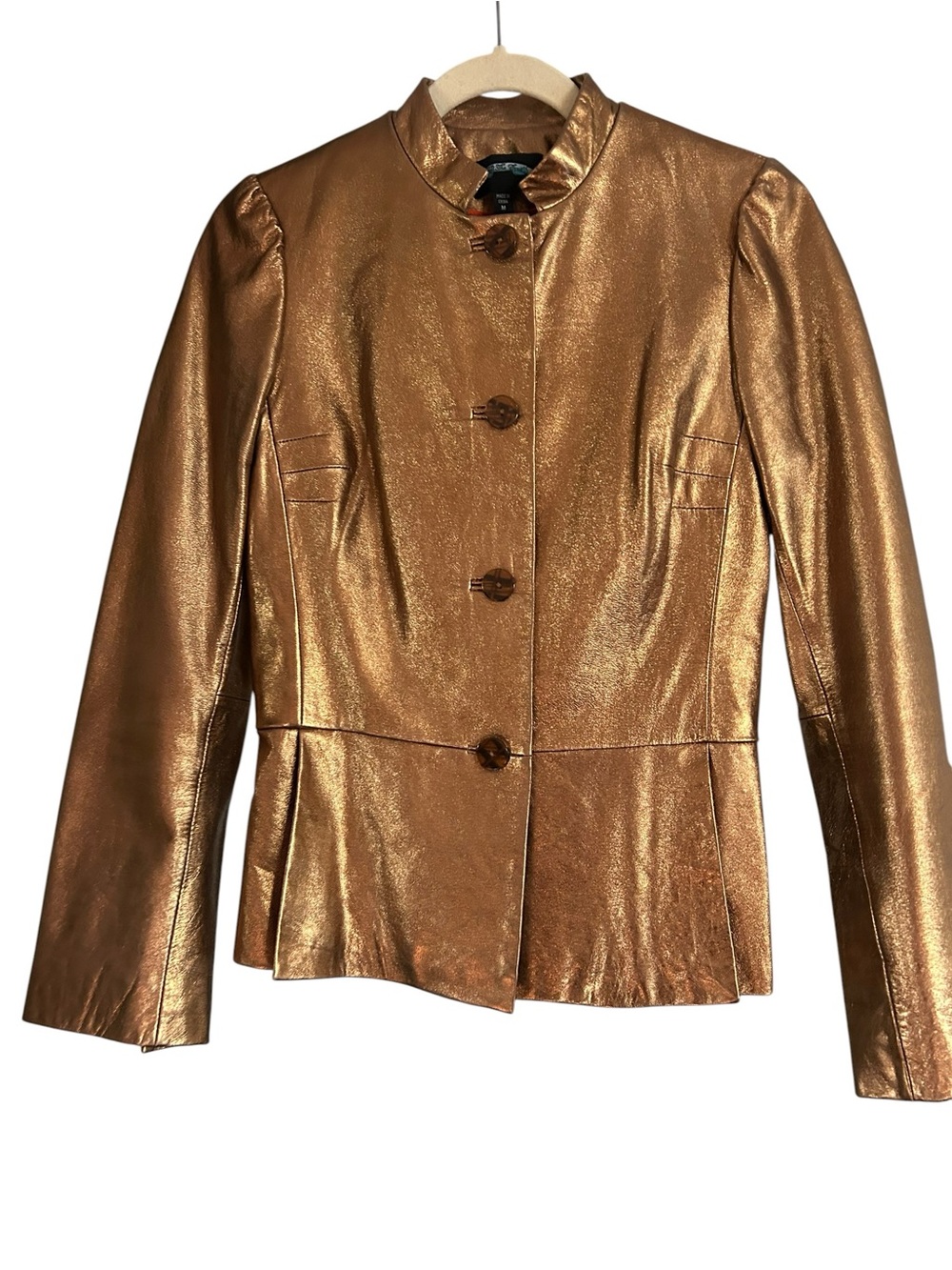 Till The End (TTE) Vintage Metallic Copper Genuine Leather Jacket M Silk Lining